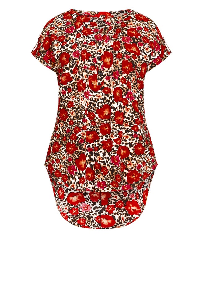 Button Pleat Print Top image number 2