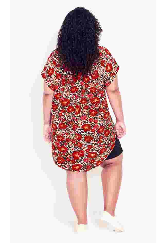 Button Pleat Print Top image number 4