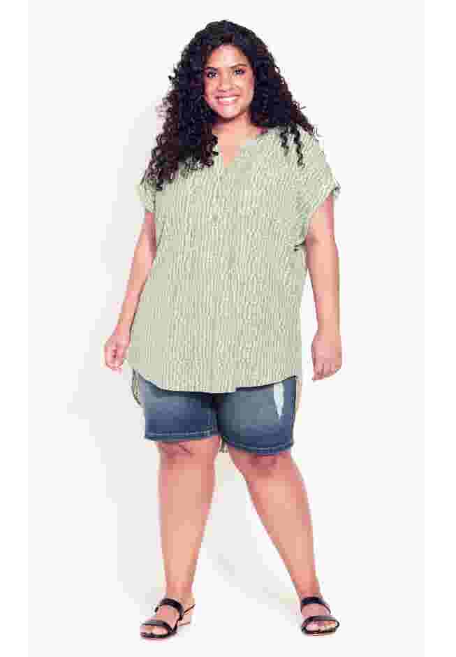 Button Pleat Print Top image number 5