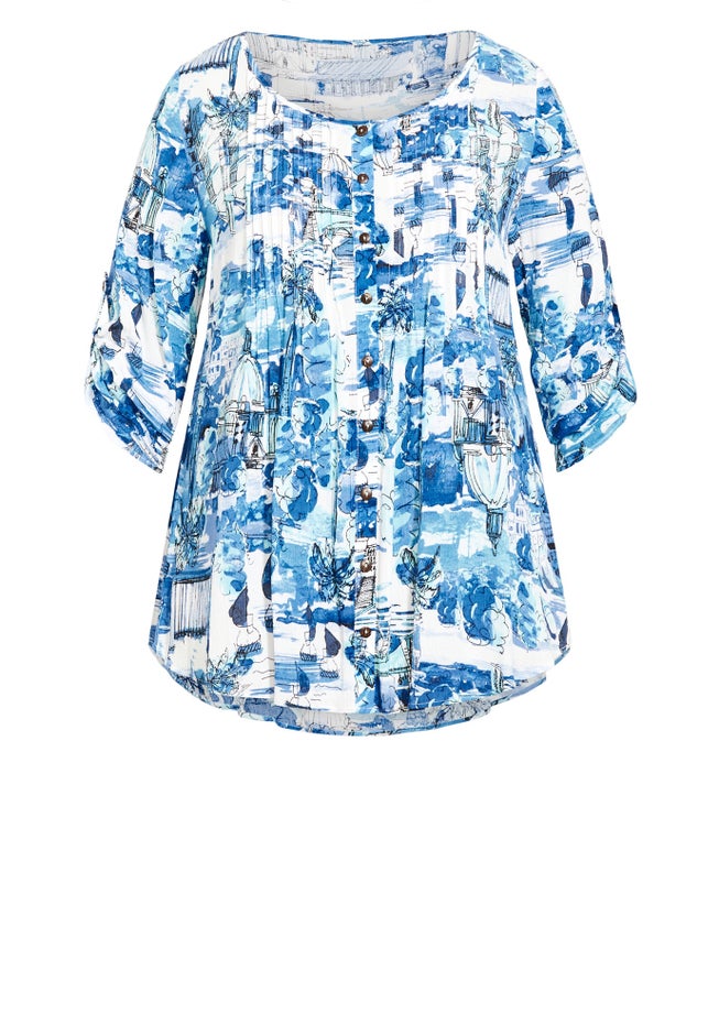 Sandy Pintuck Print Shirt image number 2