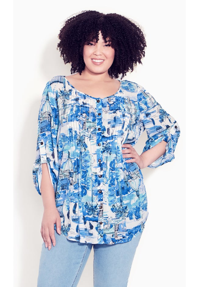 Sandy Pintuck Print Shirt image number 3