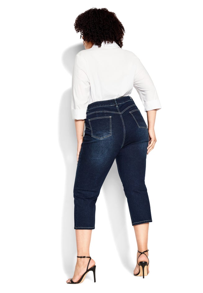 Slit Denim Capri image number null