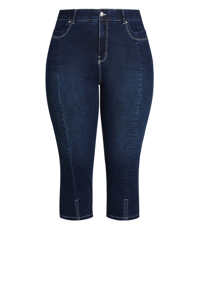 Slit Denim Capri image number null