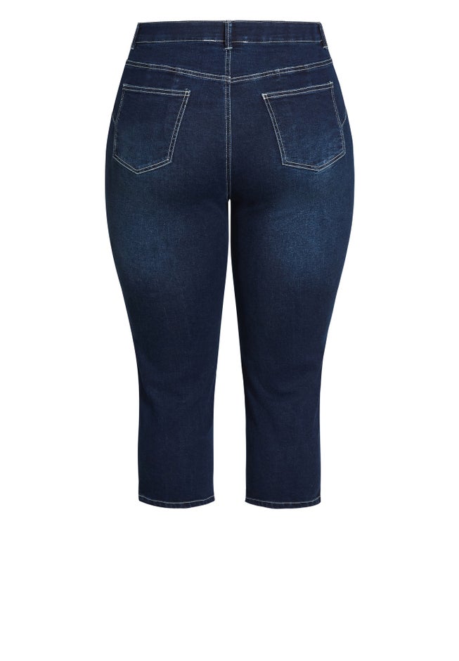 Slit Denim Capri image number null