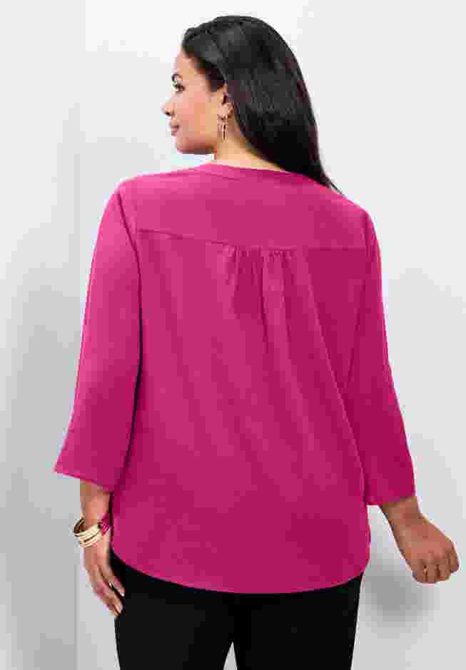Hailey Zip Front Pintuck Blouse image number 1