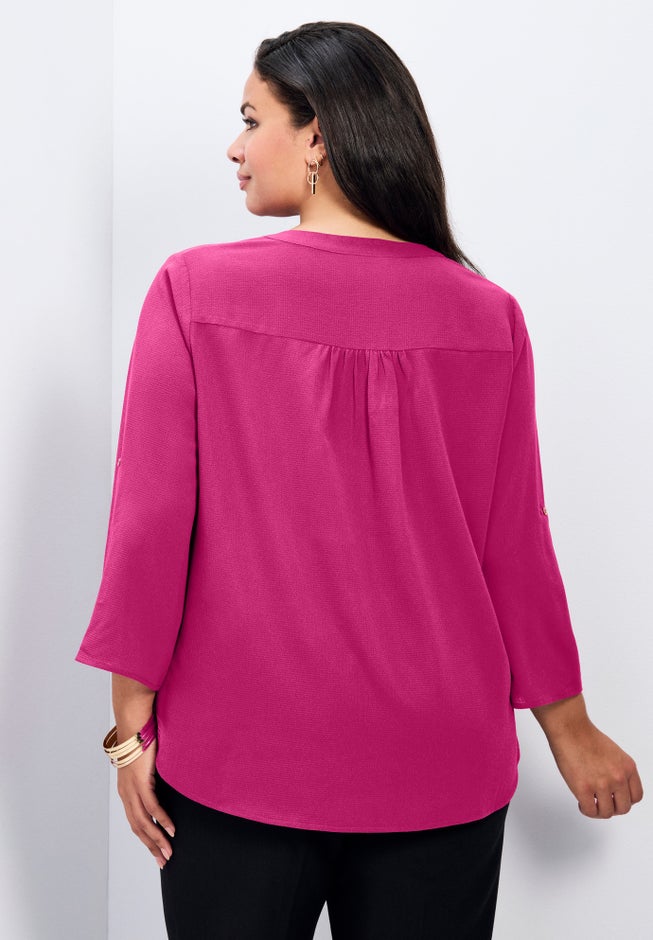 Hailey Zip Front Pintuck Blouse image number 1