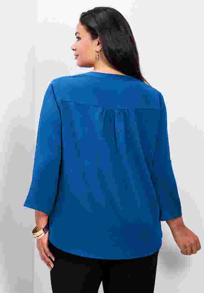 Hailey Zip Front Pintuck Blouse image number 1