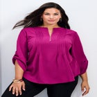 Hailey Zip Front Pintuck Blouse image number null