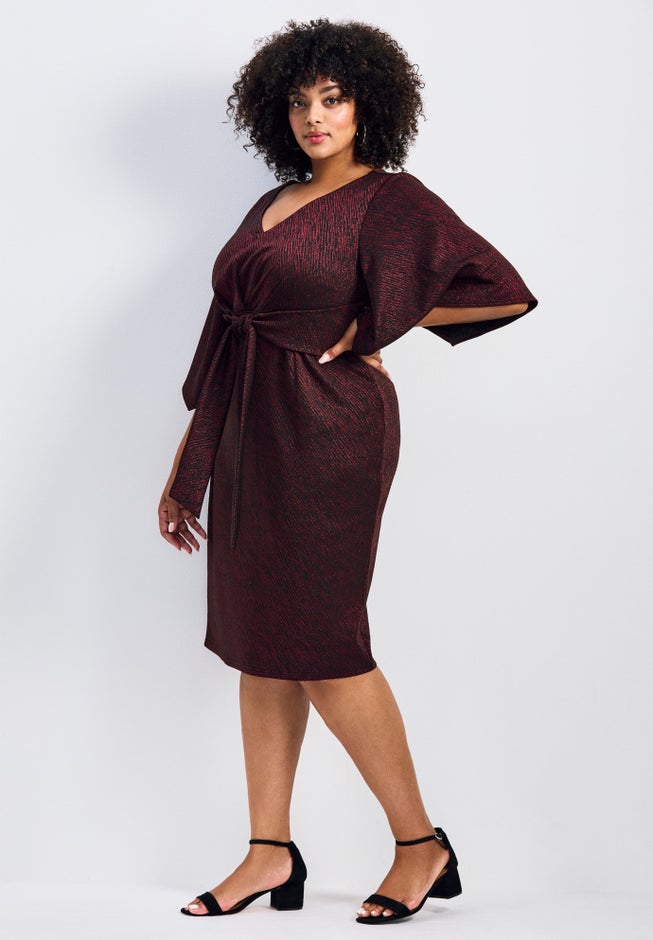 Anastasia Metallic Knit Tie Front Dress image number 2