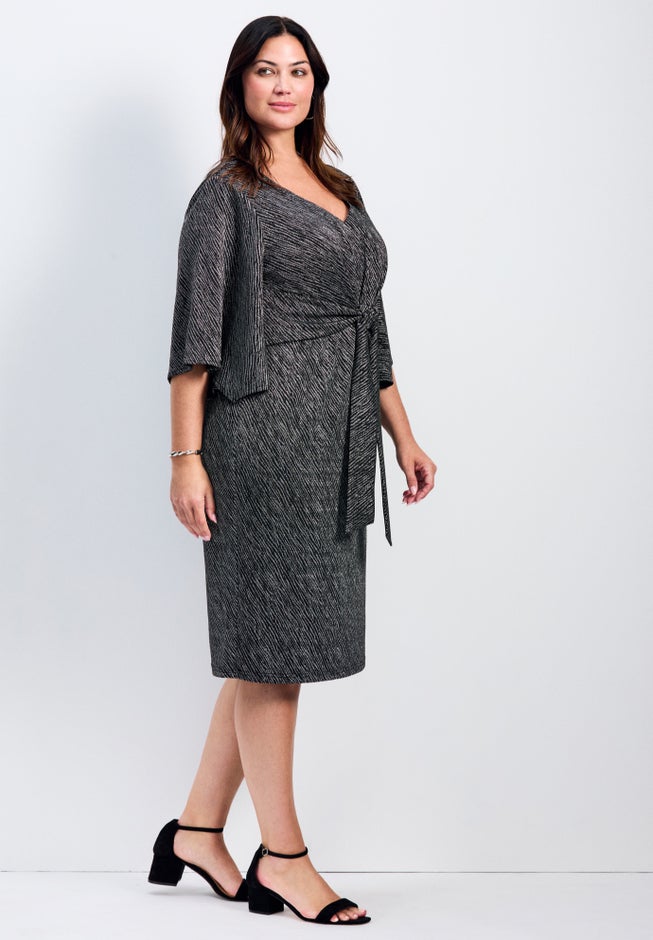 Anastasia Metallic Knit Tie Front Dress image number 2