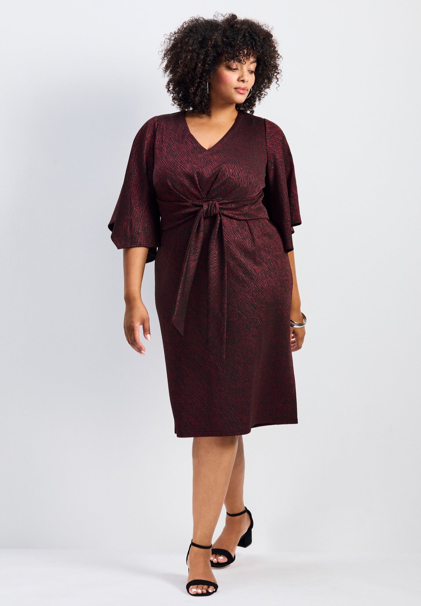 Anastasia Metallic Knit Tie Front Dress image number 0