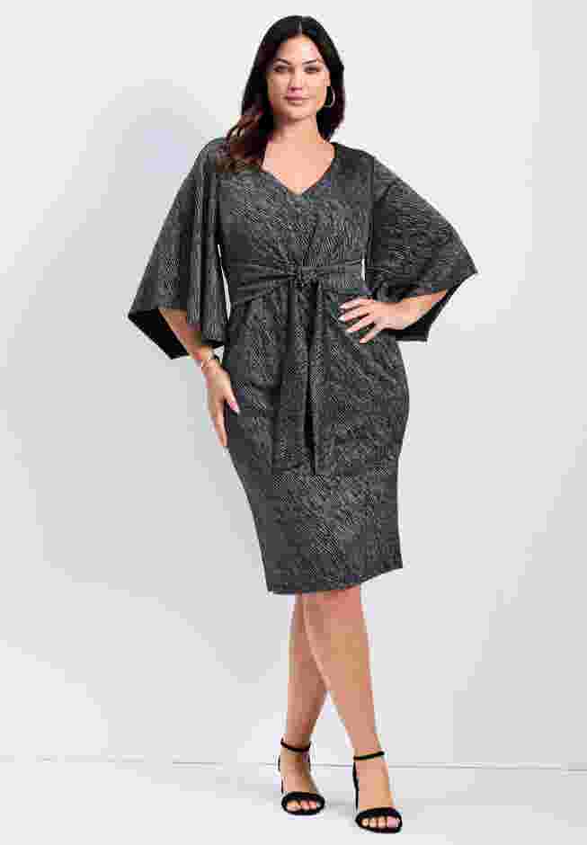 Anastasia Metallic Knit Tie Front Dress image number 0