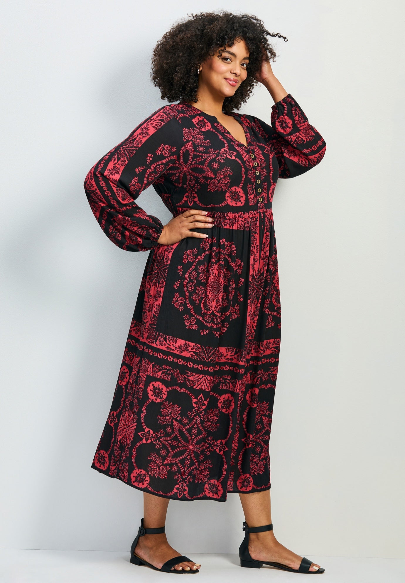 Eliana Scarf Placement Print Dress image number 2
