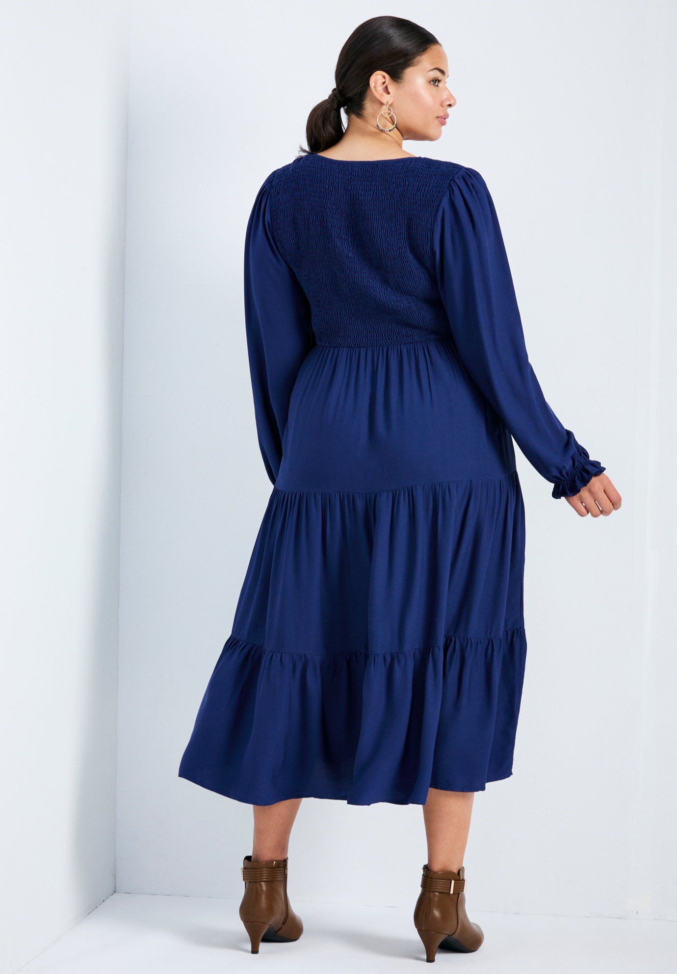 Indi Puff Sleeve Shirred Dress image number 1