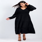 Indi Puff Sleeve Shirred Dress image number null