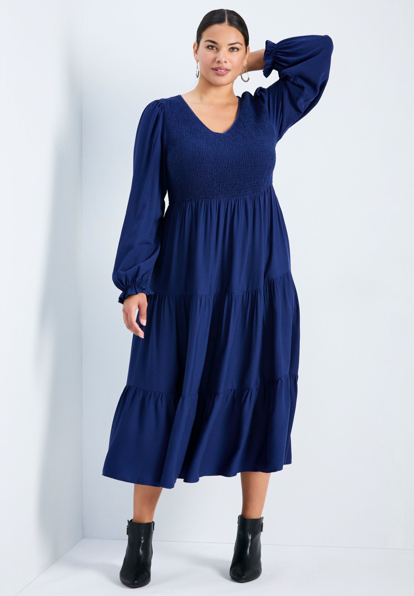 Indi Puff Sleeve Shirred Dress image number 0