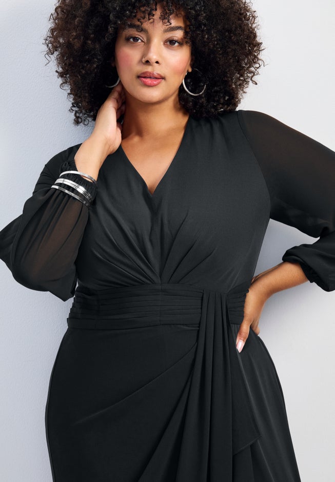 Luxe Drape Chiffon Overlay Jumpsuit image number 3