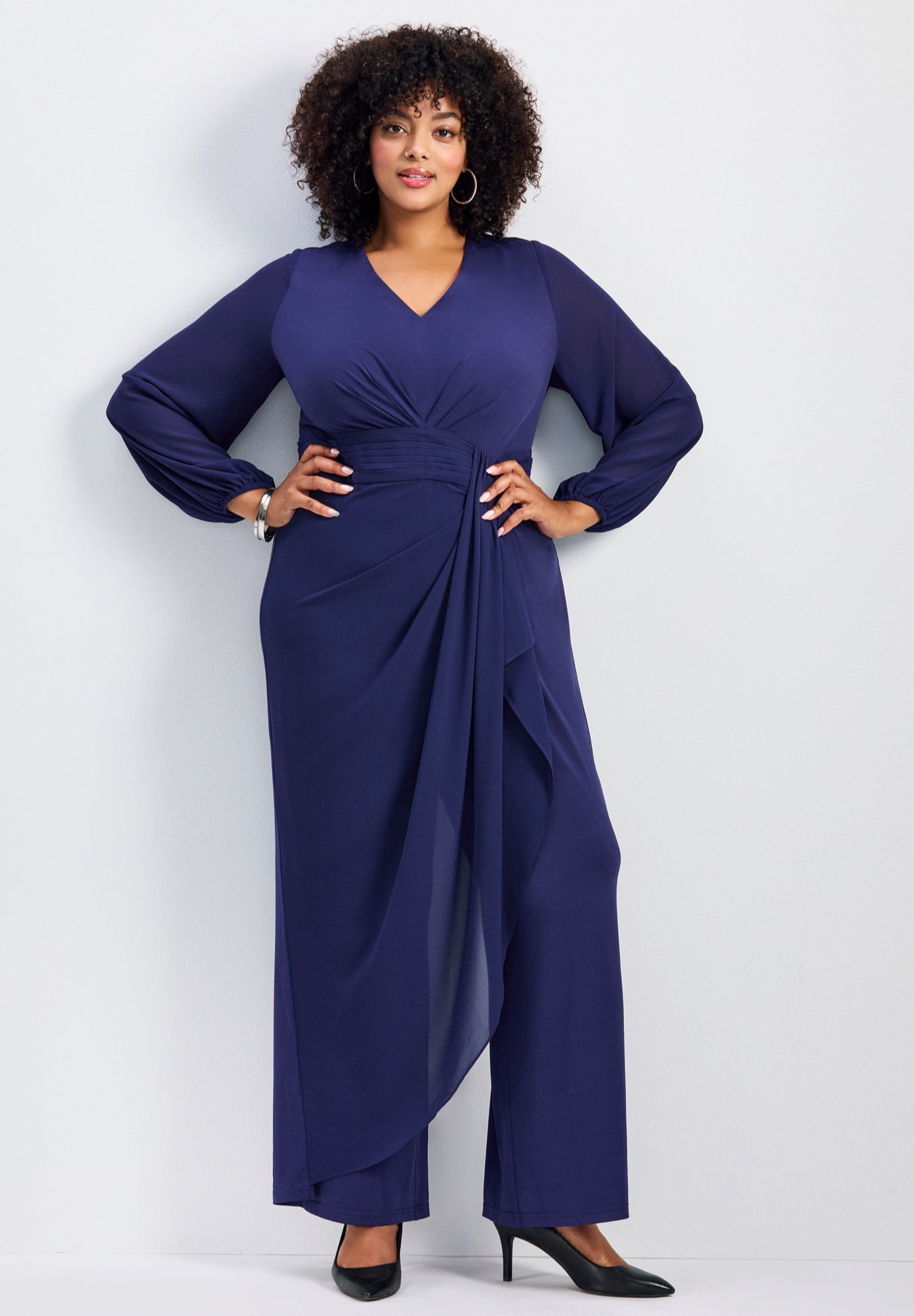 Luxe Drape Chiffon Overlay Jumpsuit image number 0