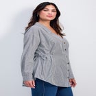 Ray Stripe Polpin Shirt With Tie Detail image number null