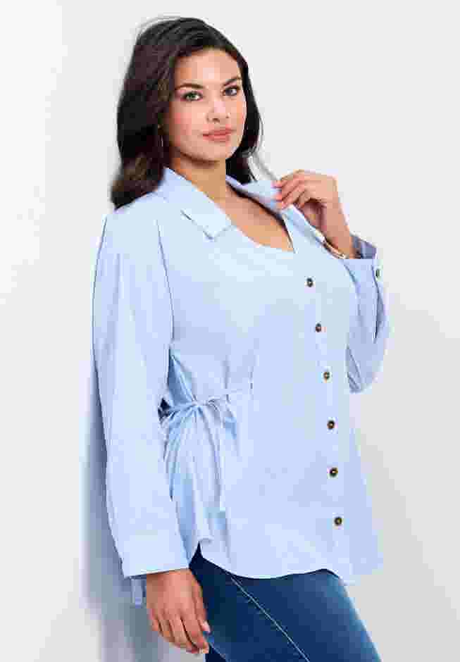 Ray Stripe Polpin Shirt With Tie Detail image number 2