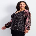 Eliana Border Print Sleeve Peasant Top image number null