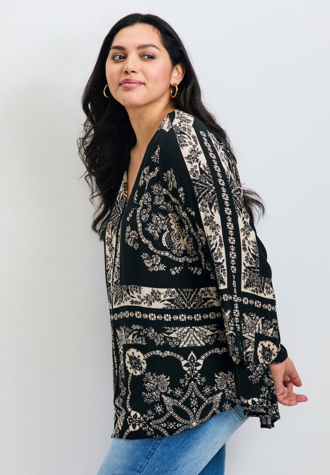 Maddison Scarf Print Top image number 2