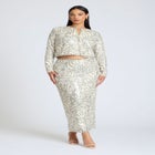 Printed Sequin Maxi Skirt image number null