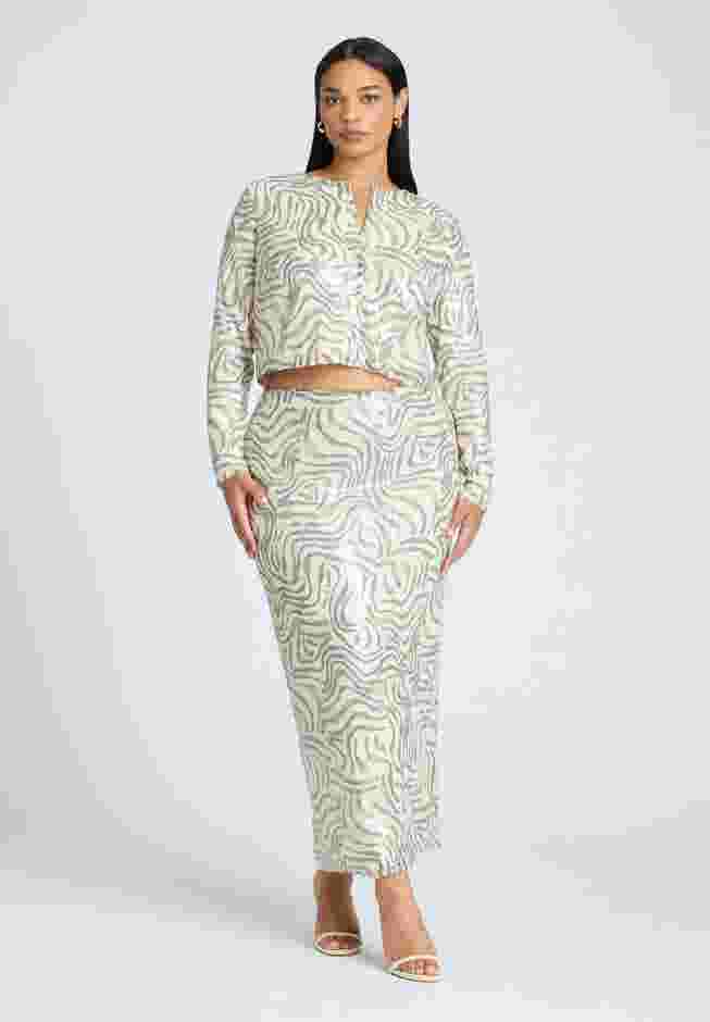 Printed Sequin Maxi Skirt image number 1