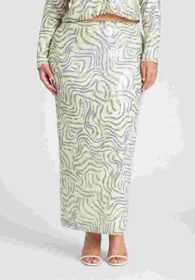 Printed Sequin Maxi Skirt image number 2