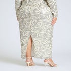 Printed Sequin Maxi Skirt image number null