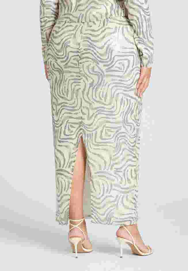 Printed Sequin Maxi Skirt image number 3