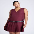 Pleated Mini Dress With Belt image number null