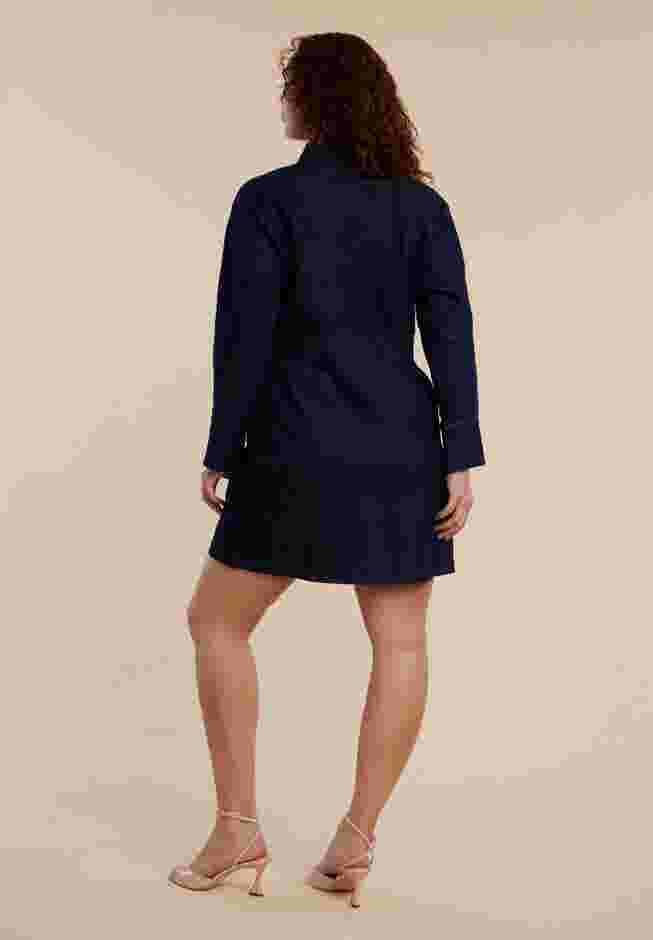 Denim Mini Dress With Rhinestone Bows image number 3
