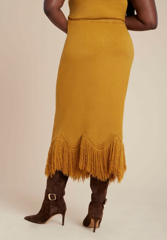 Fringe Hem Sweater Skirt image number 2