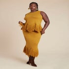 Fringe Hem Sweater Skirt image number null