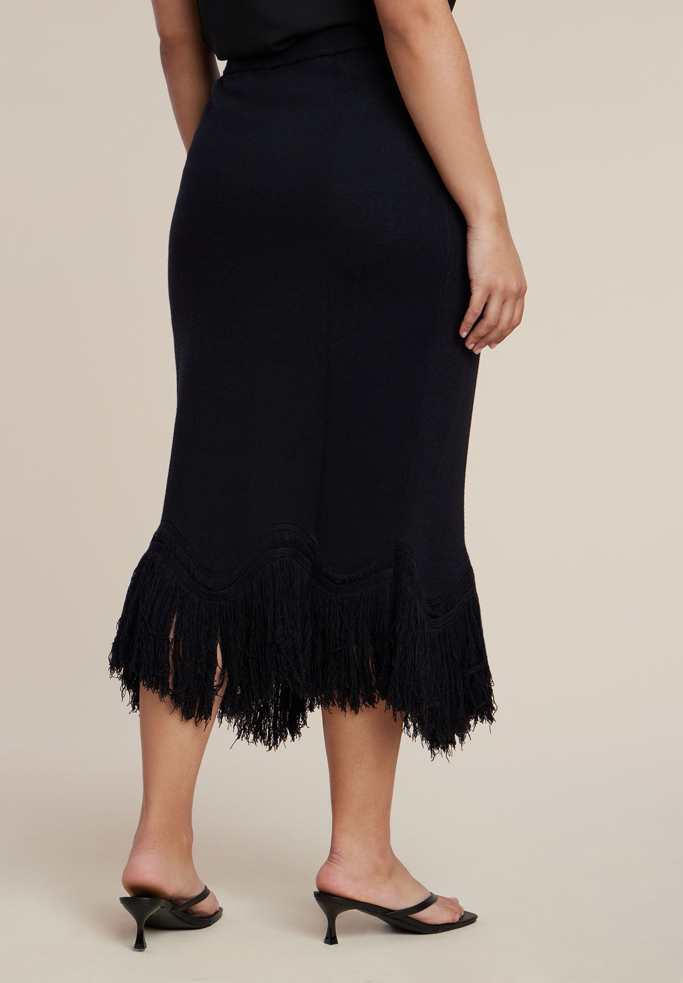 Fringe Hem Sweater Skirt image number 2