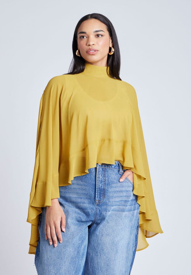 Ruffle Detail Asym Cape image number 1