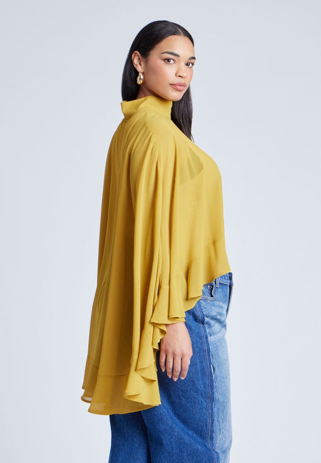 Ruffle Detail Asym Cape image number 2