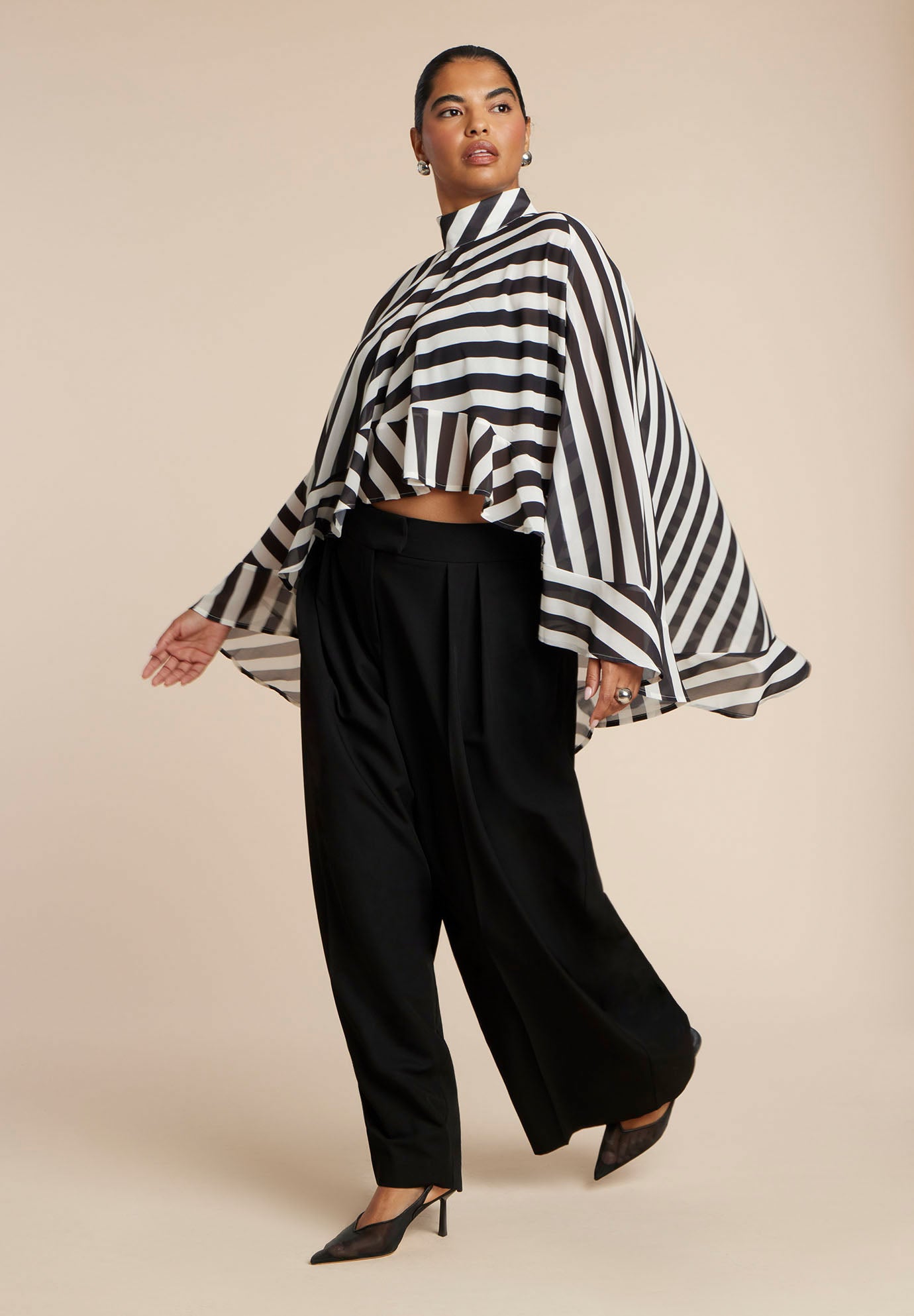 Ruffle Detail Asym Cape image number 1