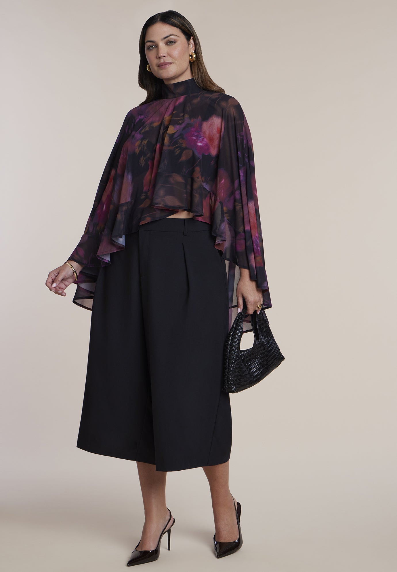 Ruffle Detail Asymmetrical Cape image number 2