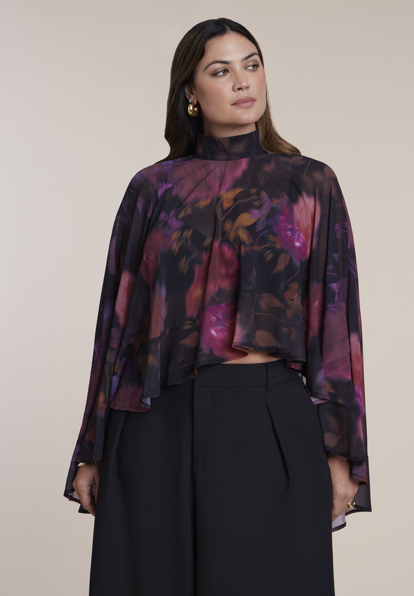 Ruffle Detail Asymmetrical Cape image number 0