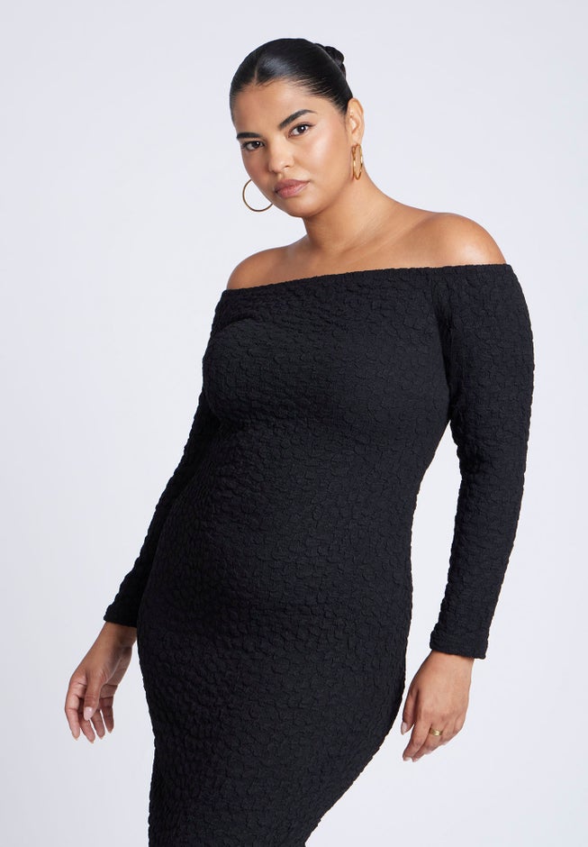 Off Shoulder Textured Dress image number 1