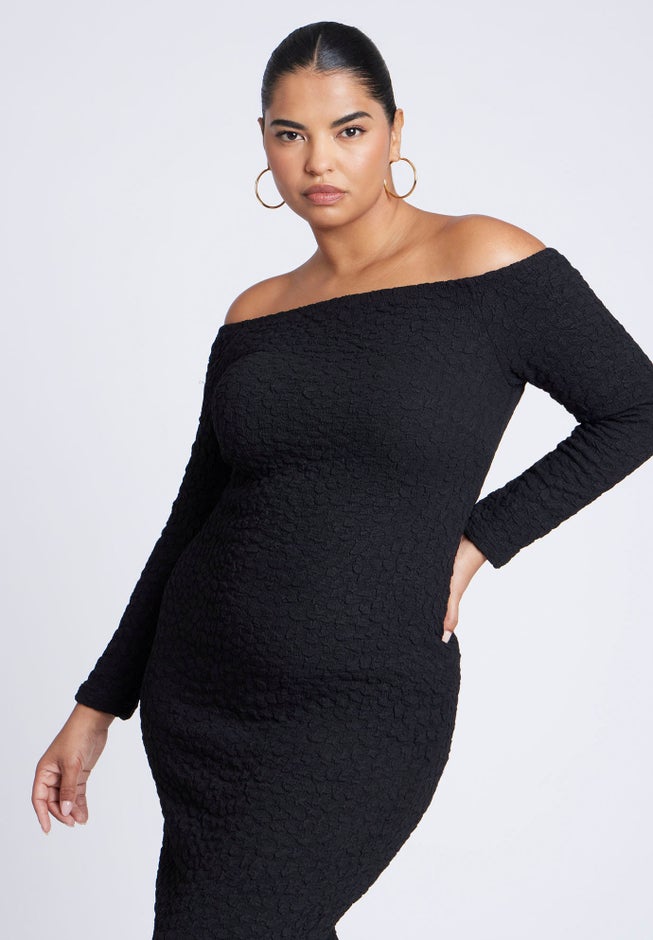 Off Shoulder Textured Dress image number 2