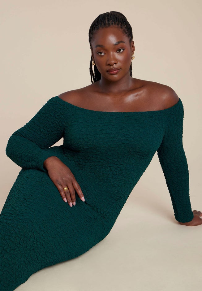 Off Shoulder Textured Dress image number 3