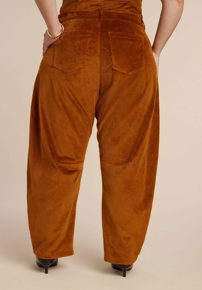 Corduroy Barrel Leg Pants image number 1