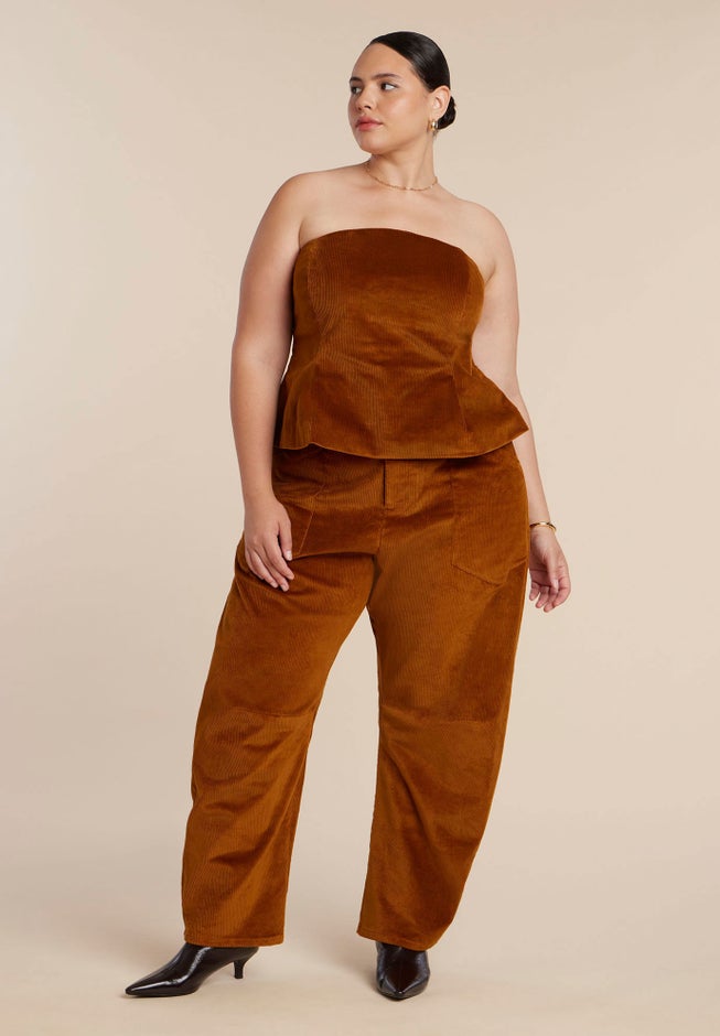 Corduroy Barrel Leg Pants image number 2
