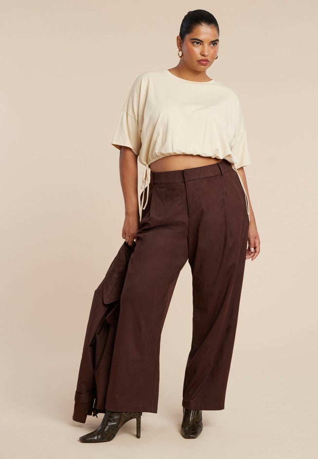 Faux Suede Wide Leg Pant image number 0