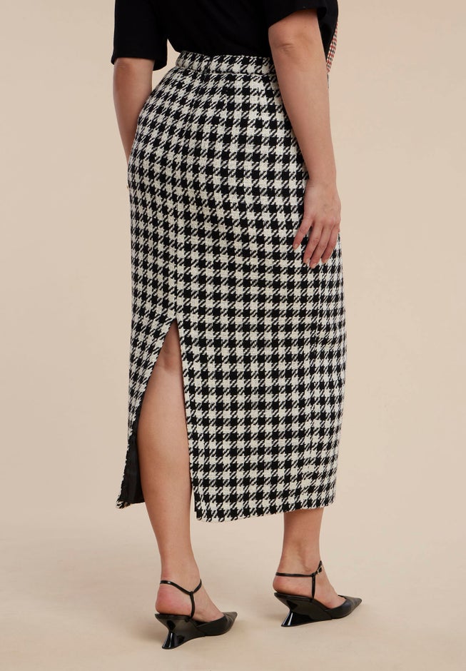 Houndstooth Column Maxi Skirt image number null