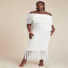 Textured Fringe Sweater Dress image number null