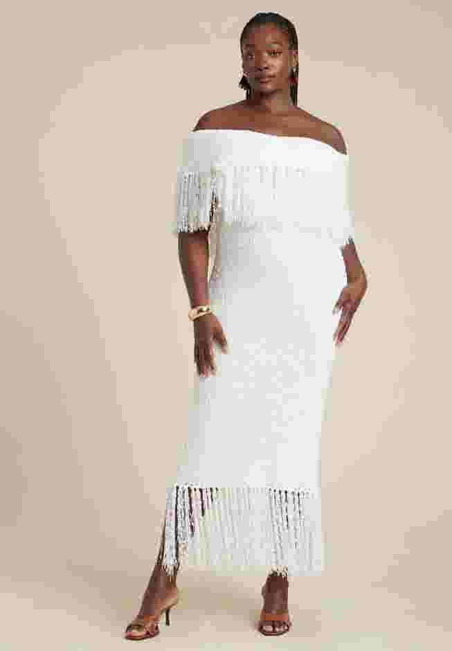 Textured Fringe Sweater Dress image number 1